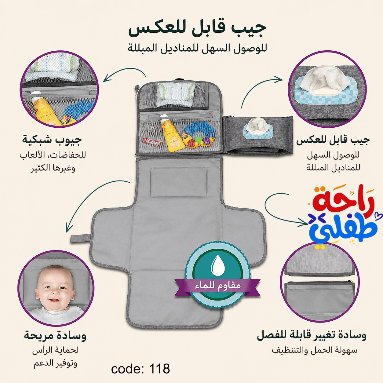 شنطة تغيير الحفاضات متعددة الاستخدامات