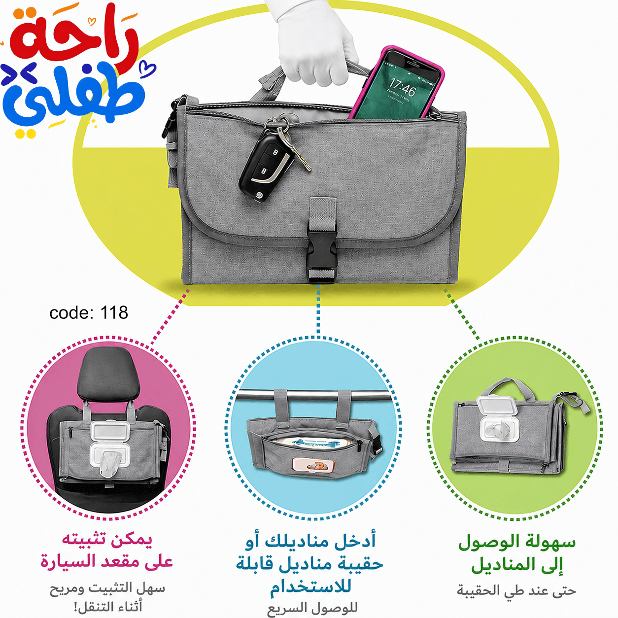 شنطة تغيير الحفاضات متعددة الاستخدامات